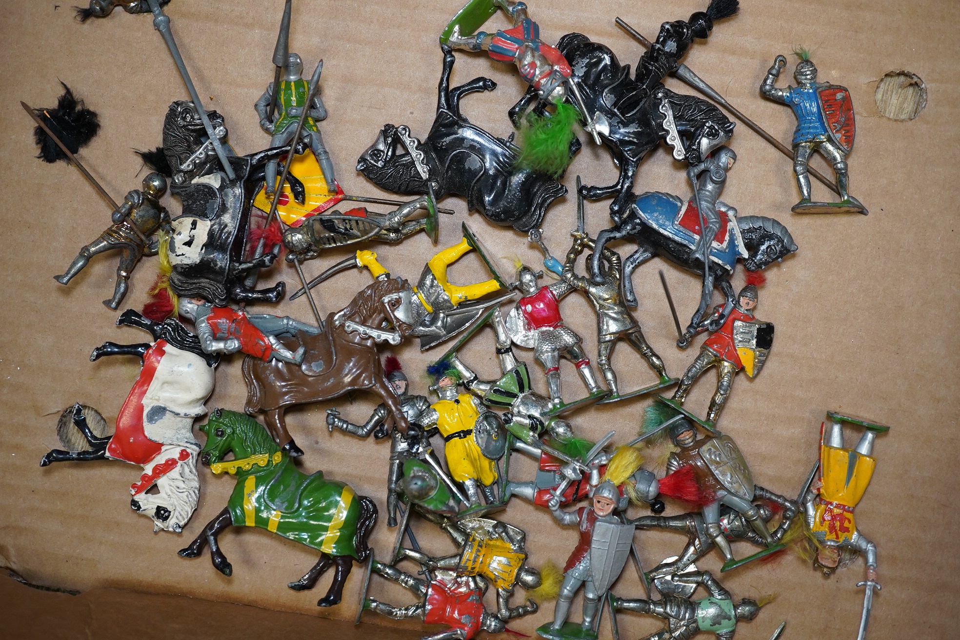 A collection of Hollowcast lead figures to include soldiers, Cowboys, Red Indians. Condition - poor to fair